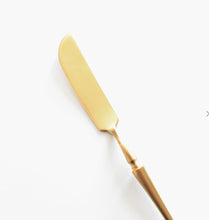 Load image into Gallery viewer, Spoon - Matte Gold Coffee / Teaspoon and Matte Gold Spreader/Cheese Knife

