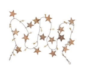 Wood Star Garland with Metal Bells