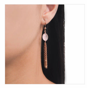 Applepear Jewelry - Rose Quartz Tassel Dangle