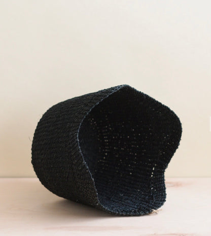 Basket - Handwoven Black Scallop Basket