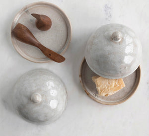 Stoneware Domed Dish w/Glaze