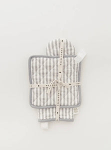 Linen Oven Mitt + Pot Holder - Blue