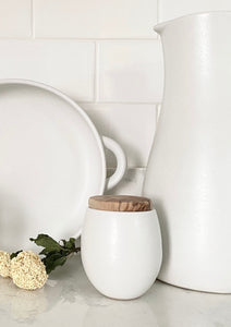 Stoneware Jar with Olive Wood Lid
