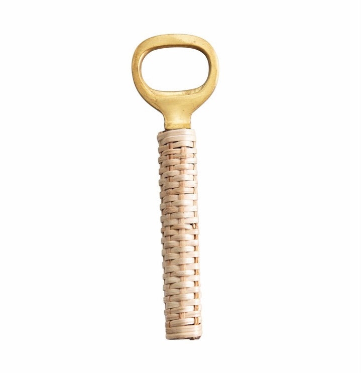 Bottle Opener - Brass With Bamboo Wrapped Handle