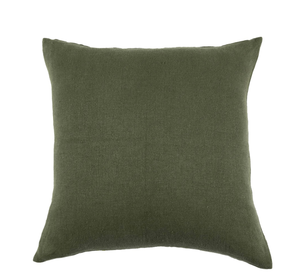 Solid Olive Linen Pillow