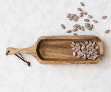 Load image into Gallery viewer, Mango Wood Serving Tray w/Handle and Leather Tie

