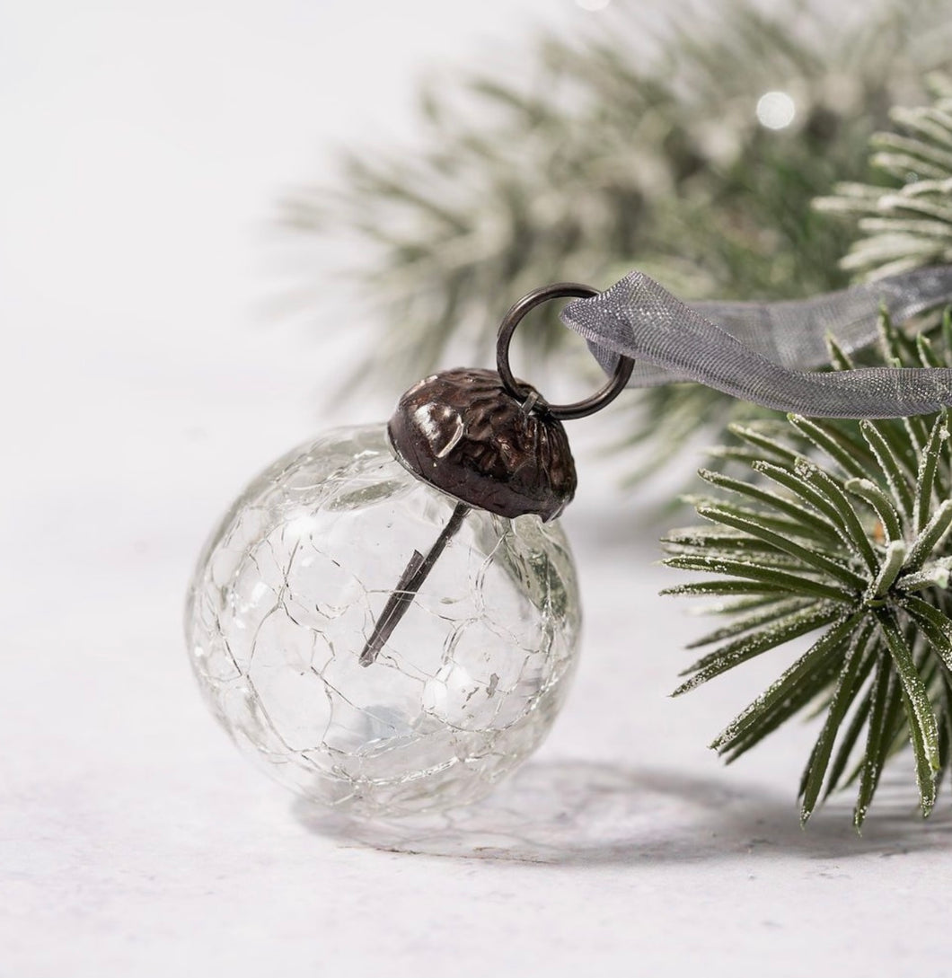 Ornament - Clear Crackle Glass Ball