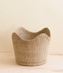 Basket - Handwoven Natural Scallop Basket