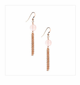 Applepear Jewelry - Rose Quartz Tassel Dangle