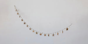 Wood Star Garland with Metal Bells