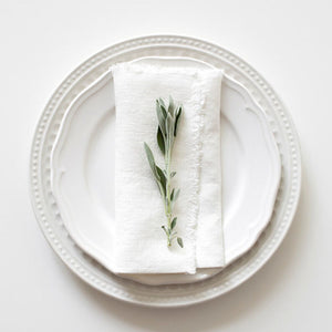 Linen Napkins - Set of 4. - White French