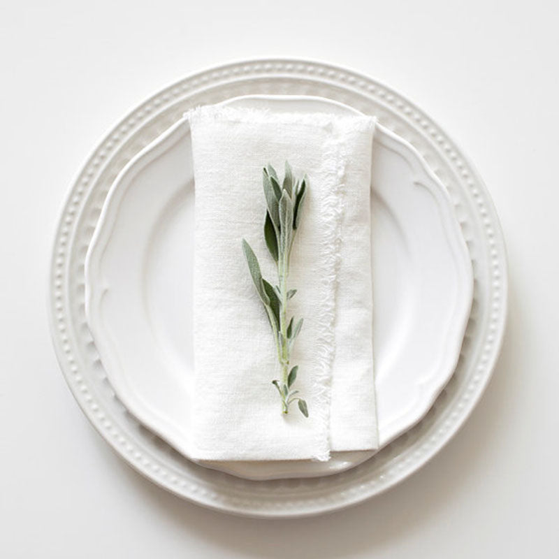 Linen Napkins - Set of 4. - White French