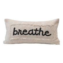 Load image into Gallery viewer, Embroidered Cotton Pillow &quot;Breathe&quot;
