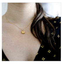Load image into Gallery viewer, Porcelain and Stone Gold Shell Charm Necklace
