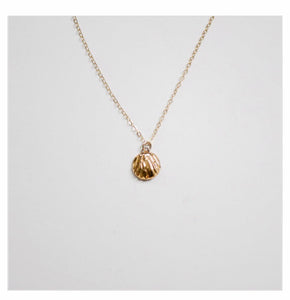Porcelain and Stone Gold Shell Charm Necklace