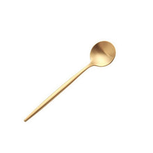 Load image into Gallery viewer, Spoon - Matte Gold Coffee / Teaspoon and Matte Gold Spreader/Cheese Knife
